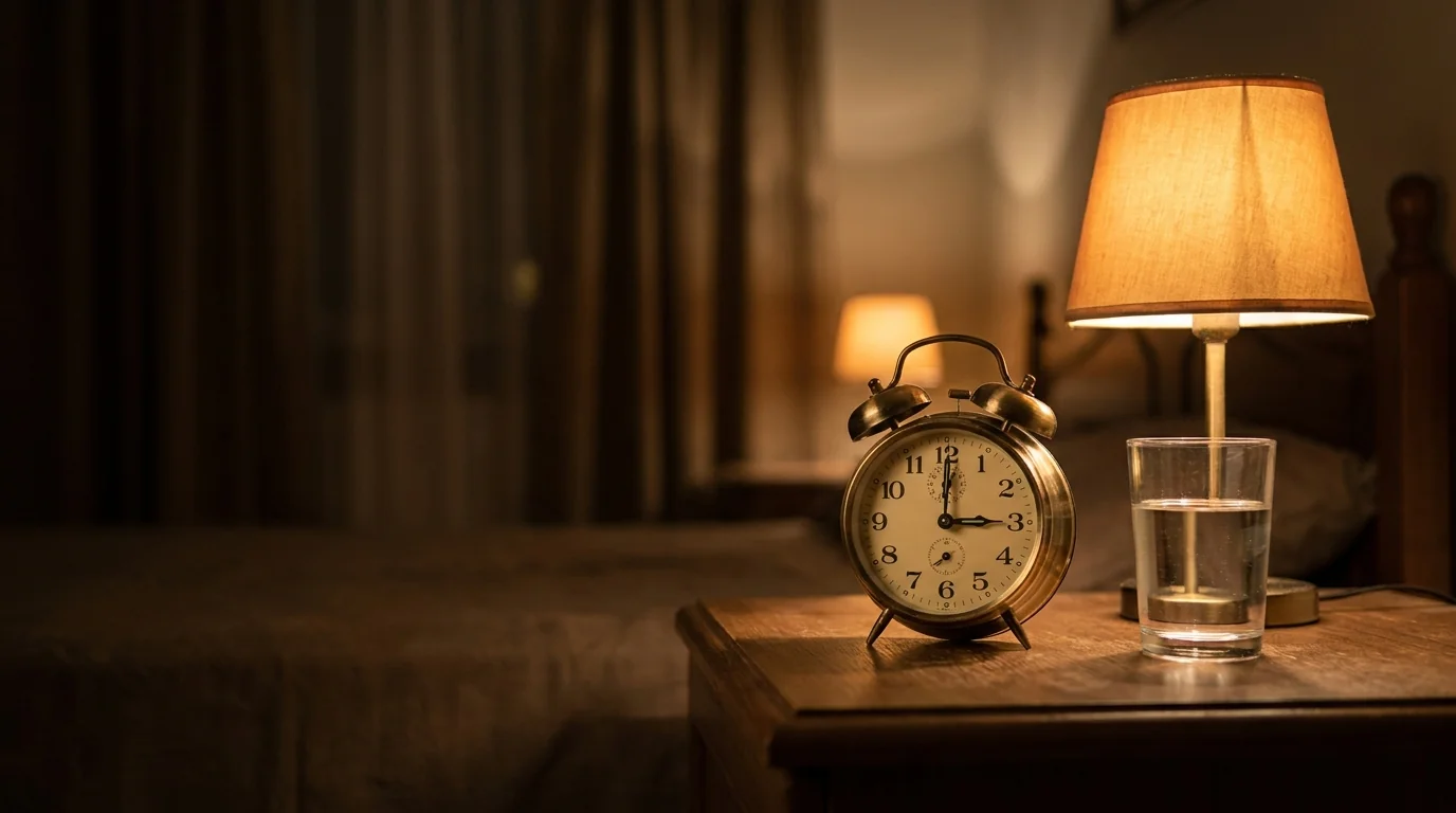 Reloj despertador analógico marcando las 3 de la madrugada por insomnio