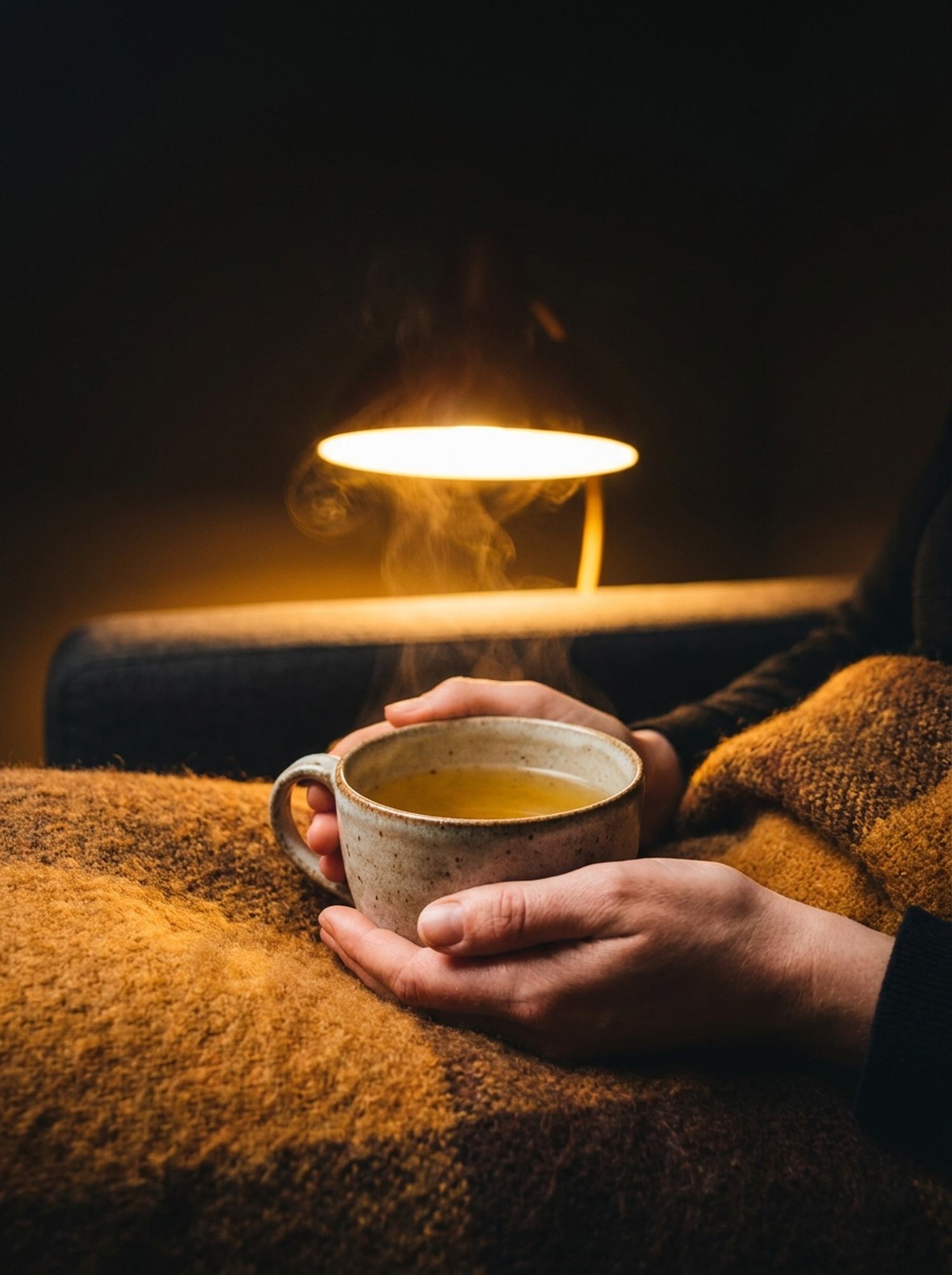 Manos sosteniendo una taza de té